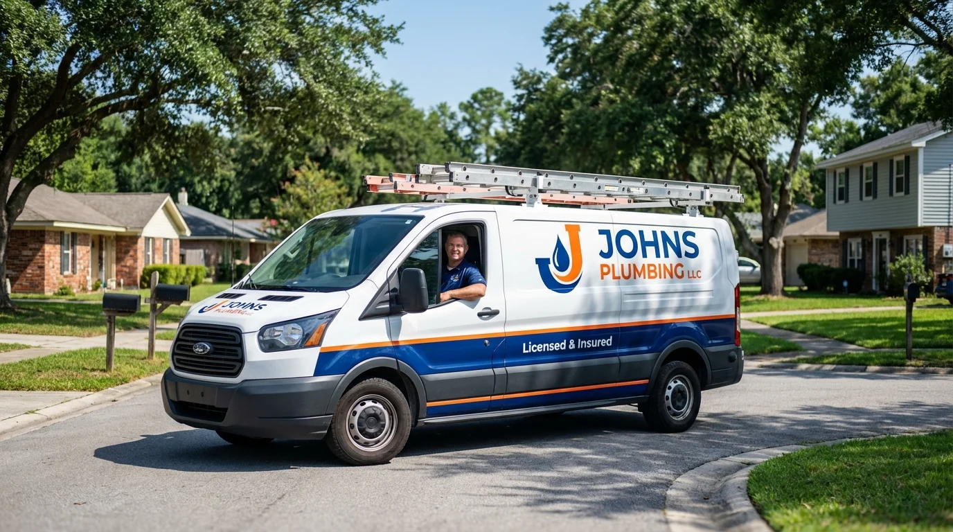 Johns Plumbing LLC service van in Sierra Blanca, TX