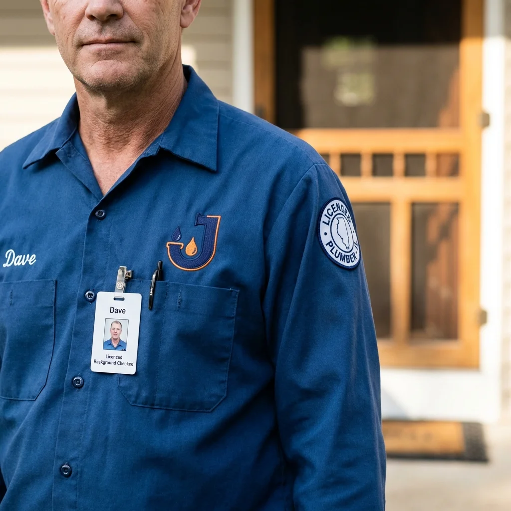 Licensed plumber showing ID badge in Sierra Blanca, TX
