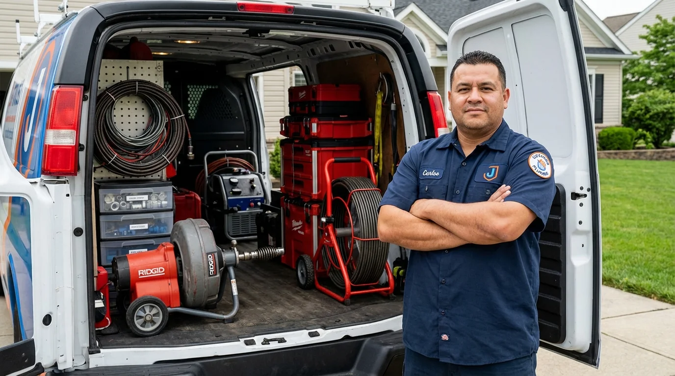 Professional drain cleaning equipment and Johns Plumbing LLC plumber in Sierra Blanca