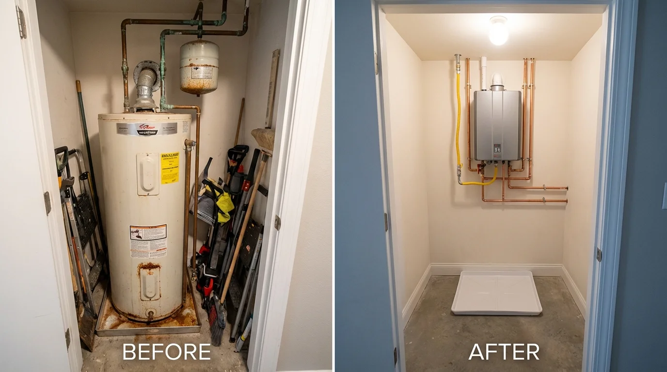 Tank water heater versus wall-mounted tankless unit comparison for Sierra Blanca, TX homeowners
