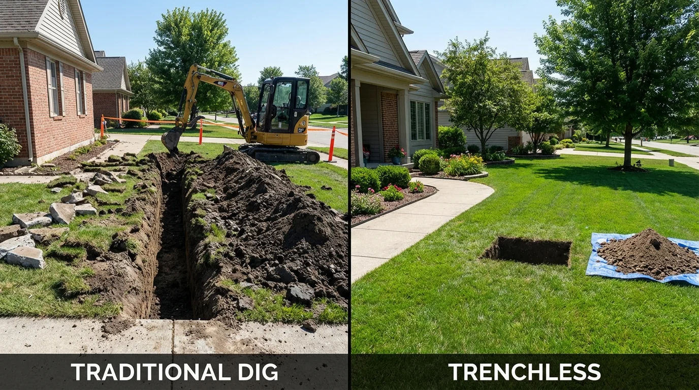 Trenchless sewer repair with minimal yard damage versus traditional excavation in Sierra Blanca, TX